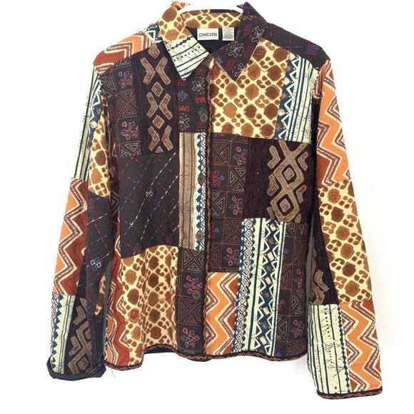 Chico’s Multicolor Patchwork Fashion Jacket Size M (6-8) - Picture 1 of 10
